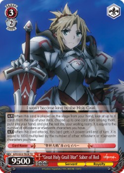 "Great Holy Grail War" Saber of Red (V.1 - Trial Deck)