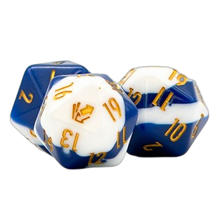 Cardmarket Opaque D20 Die (Blue, White & Gold)