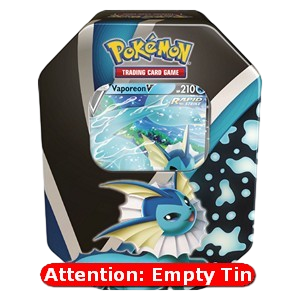 Empty Eevee Evolution Tins: Vaporeon V Tin